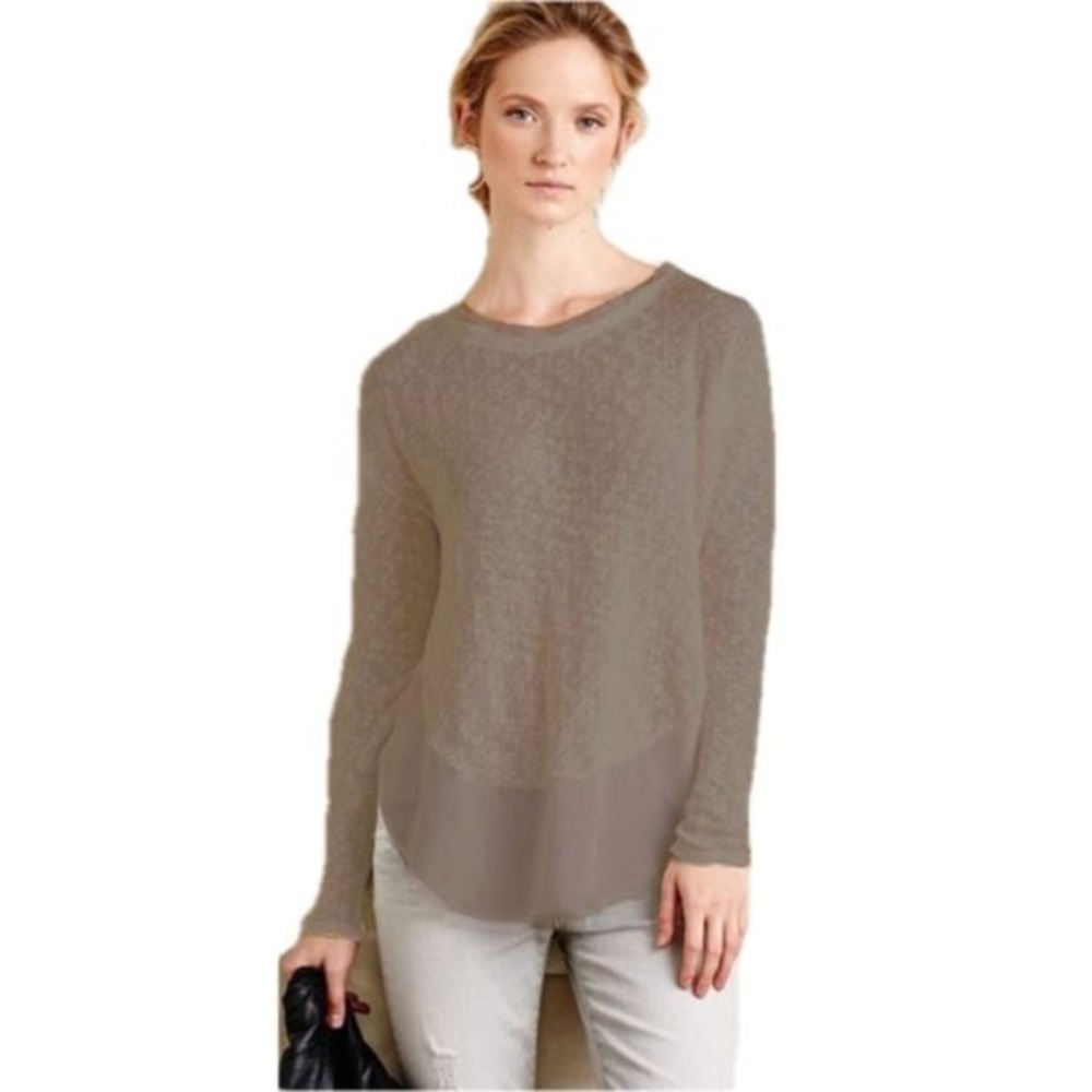 Deletta Tan Small Sheer and Knitted Sweater